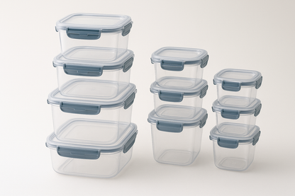 10 Piece Plastic Square Kitchen Storage Containers Set