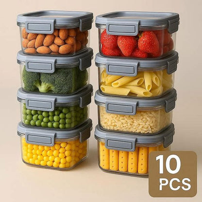 10 Piece Plastic Square Kitchen Storage Containers Set